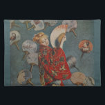 Camille Monet in japanischem Kostüm von Claude Mon Stofftischset<br><div class="desc">La Japonaise, Camille in japanischer Kostüme (1876) von Claude Monet ist ein Vintages impressionistisches Porträtbild mit der Ehefrau des Künstlers, Camille Monet mit blonder Perücke, gekleidet in einem traditionellen japanischen Kimono und mit einem Fan. Über den Künstler: Claude Monet (1840-1926) war Gründer der französischen impressionistischen Malerei, wobei die meisten seiner...</div>