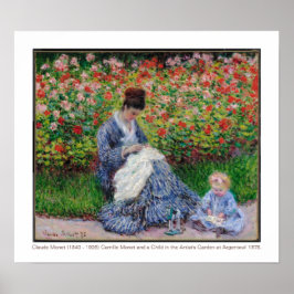 Camille Monet und ein Kind 1875 Kunst Poster