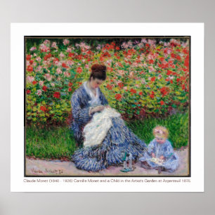 Camille Monet und ein Kind 1875 Kunst Poster