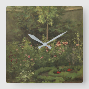 Camille Pissarro A Rose Garden Quadratische Wanduhr