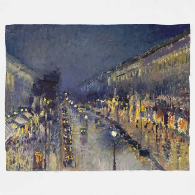 Camille Pissarro - Boulevard Montmartre bei Nacht Fleecedecke (Vorderseite (Horizontal))
