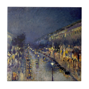 Camille Pissarro - Boulevard Montmartre bei Nacht Fliese