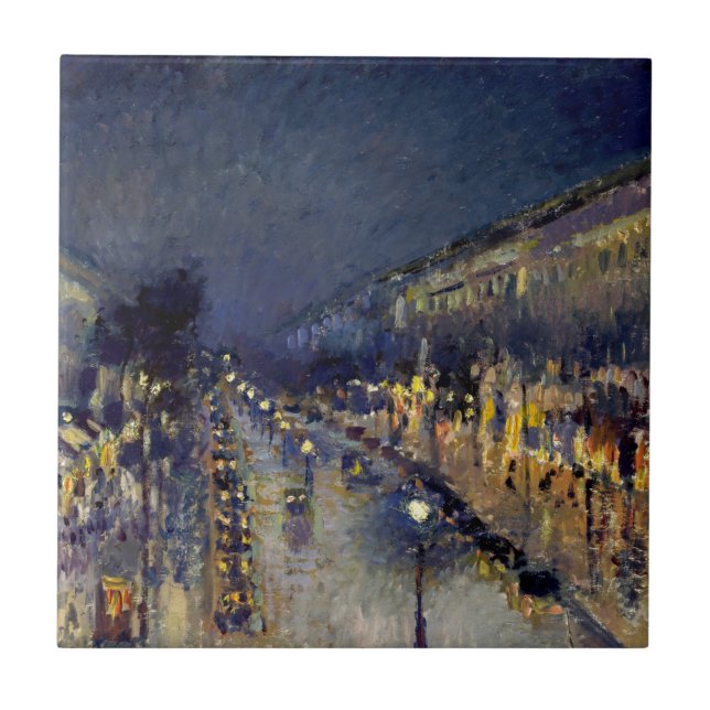 Camille Pissarro - Boulevard Montmartre bei Nacht Fliese (Vorderseite)