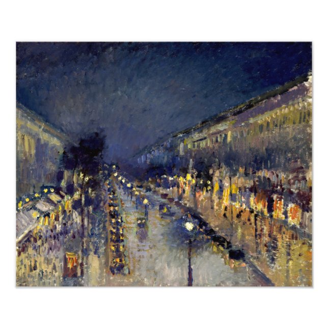 Camille Pissarro - Boulevard Montmartre bei Nacht Fotodruck (Vorne)