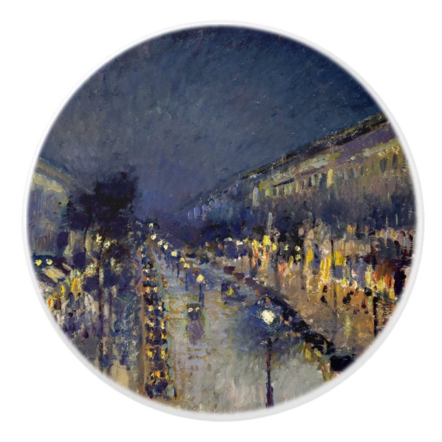 Camille Pissarro - Boulevard Montmartre bei Nacht Keramikknauf (Vorderseite)