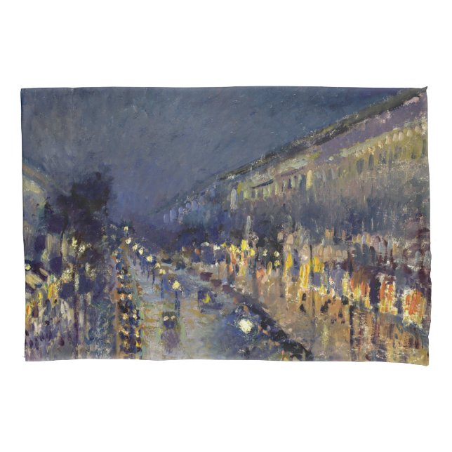 Camille Pissarro - Boulevard Montmartre bei Nacht Kissenbezug (Vorderseite)