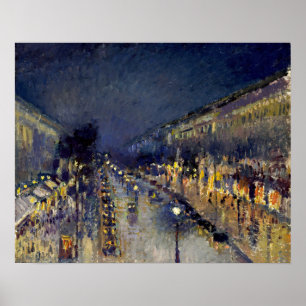 Camille Pissarro - Boulevard Montmartre bei Nacht Poster
