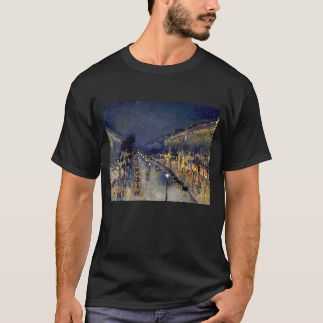 Camille Pissarro - Boulevard Montmartre bei Nacht T-Shirt (Vorderseite)