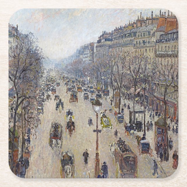 Camille Pissarro - Boulevard Montmartre, morgens Rechteckiger Pappuntersetzer (Vorderseite)
