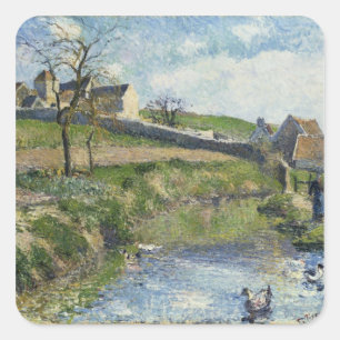 Camille Pissarro   der Bauernhof bei Osny, 1883 Quadratischer Aufkleber