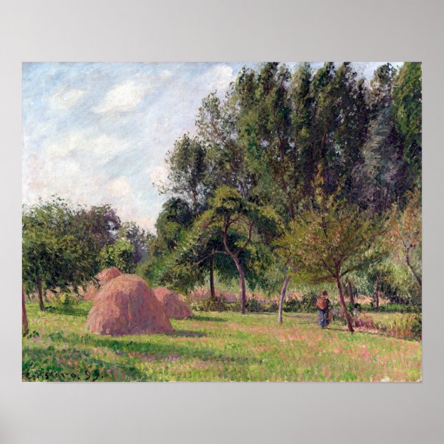 Camille Pissarro Haystacks, Morning, Éragny Poster (Vorne)