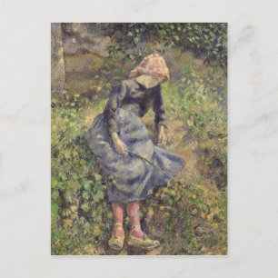Camille Pissarro Mädchen mit Stick, 1881 Postkarte