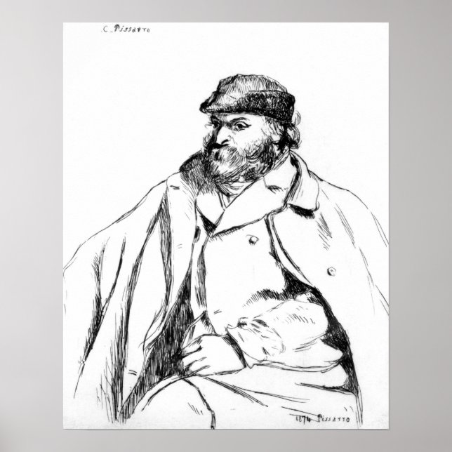 Camille Pissarro | Portrait von Cezanne, 1874 Poster (Vorne)