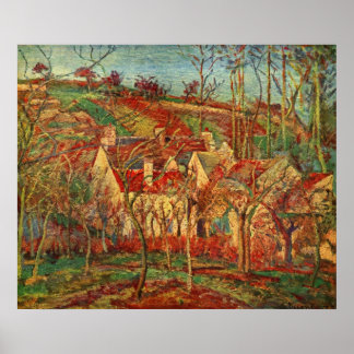 Camille Pissarro - Rote Dächer 1877 Leinwand Öl Poster