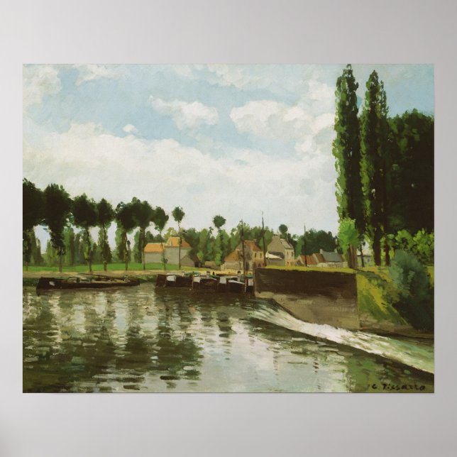 Camille Pissarro | Schleuse bei Pontoise Poster (Vorne)