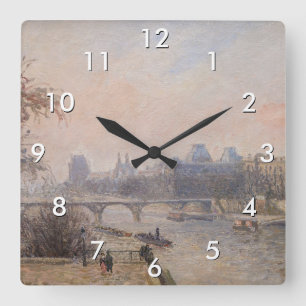 Camille Pissarro - Seine und Louvre Quadratische Wanduhr