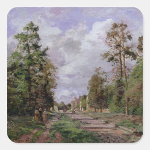 Camille Pissarro   Straße nach Louveciennes, 1871 Quadratischer Aufkleber