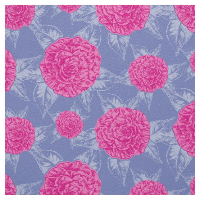 Camillia zeichnend gemustert rosa blaues Gewebe Stoff (Muster)
