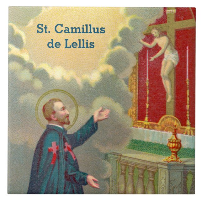 Camillus Praying Before a Crucifix (M 020) Fliese (Vorderseite)
