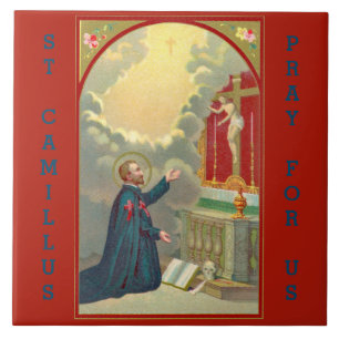 Camillus Praying Before a Crucifix (M 020) Fliese