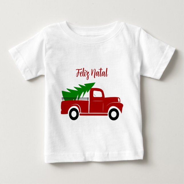 Caminhão do Natal com Pinheiro Rustico Bauernhof B Baby T-shirt (Vorderseite)