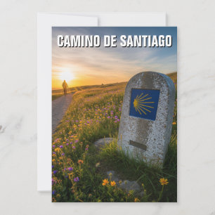 Camino de Santiago Hiker Sunset Feiertagskarte
