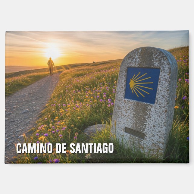 Camino de Santiago Hiker Sunset Magnet (Vorderseite)