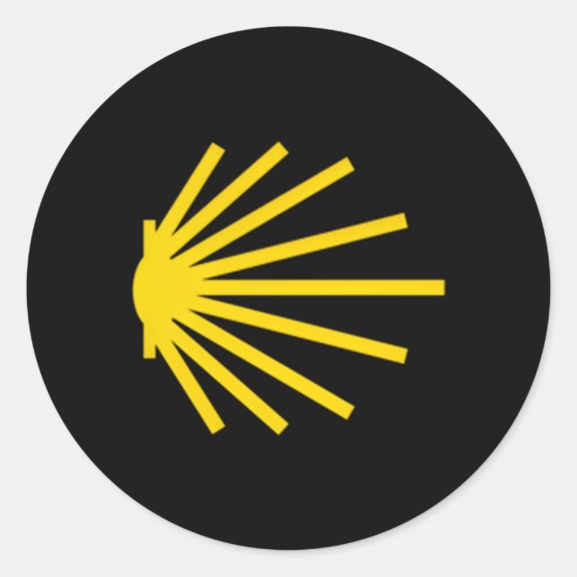Camino De Santiago Scallop Muschel Trail Symbol Po Runder Aufkleber (Vorderseite)