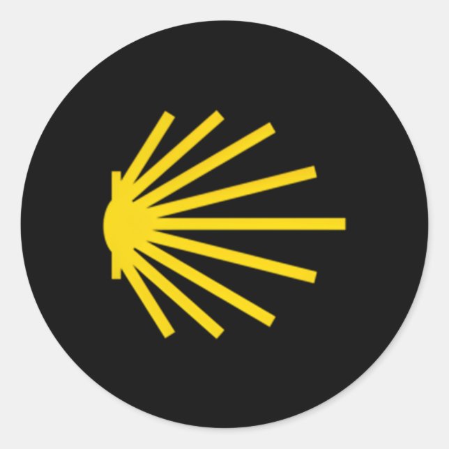 Camino De Santiago Scallop Muschel Trail Symbol Po Runder Aufkleber (Vorderseite)