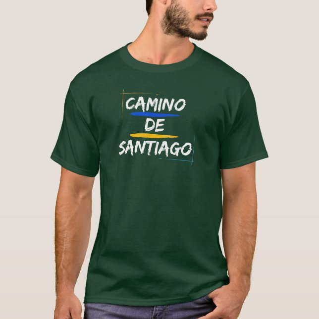 Camino de Santiago Text-Only White Text Design T-Shirt (Vorderseite)