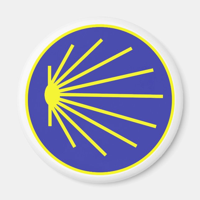 Camino Pilgrim St. James Scallop Yellow Blue Magnet (Vorne)
