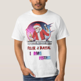 Camisa branca Papai Noel DJ T-Shirt