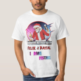 Camisa branca Papai Noel DJ T-Shirt