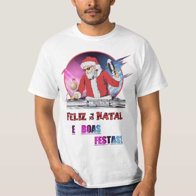 Camisa branca Papai Noel DJ T-Shirt (Vorderseite)