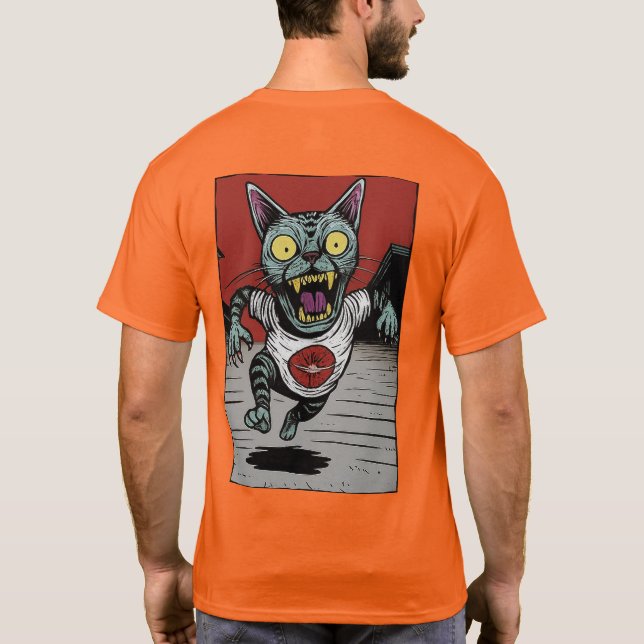 Camiseta Adulto Zombie Runner Cat - Back T-Shirt (Rückseite)
