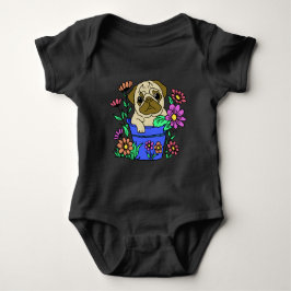 camiseta cachorrinho fofo nas flores baby strampler