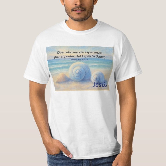 Camiseta caracolas de Mar con Versículo Romanos T-Shirt (Vorderseite)