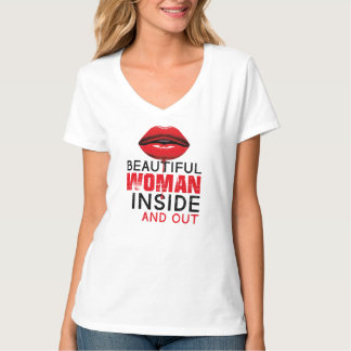 Camiseta con cuello en V Beautiful Woman T-Shirt