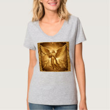 Camiseta de anjo dourada