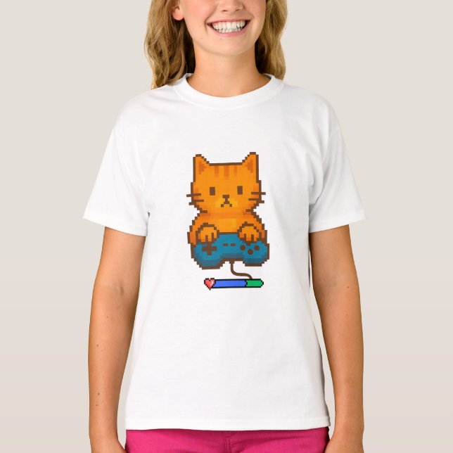 Camiseta de gato gamer T-Shirt (Vorderseite)