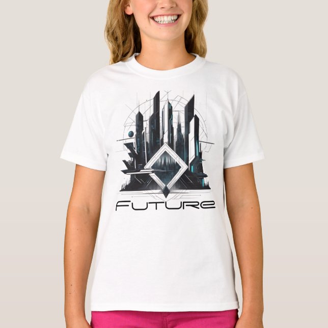 Camiseta Fem Juvenil Básica Abstrato Futurista-4 T-Shirt (Vorderseite)