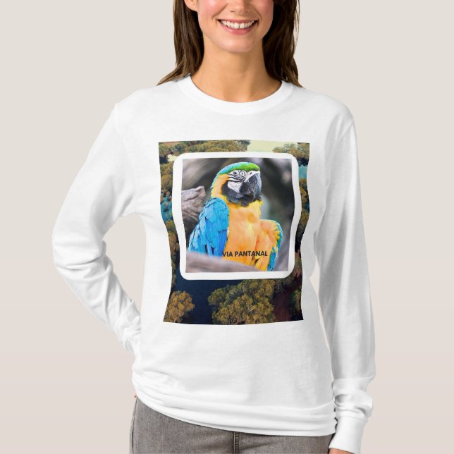 Camiseta Feminina Básica de Mangas Longas Arara T-Shirt (Vorderseite)