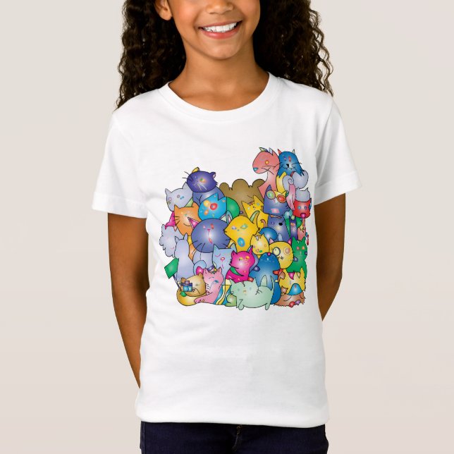 Camiseta feminina infantil com estampa de Gatos T-Shirt (Vorderseite)