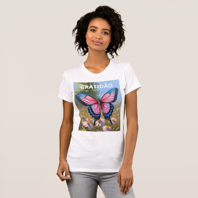 Camiseta feminina justa Bella+Canvas borboleta T-Shirt (Vorne ganz)
