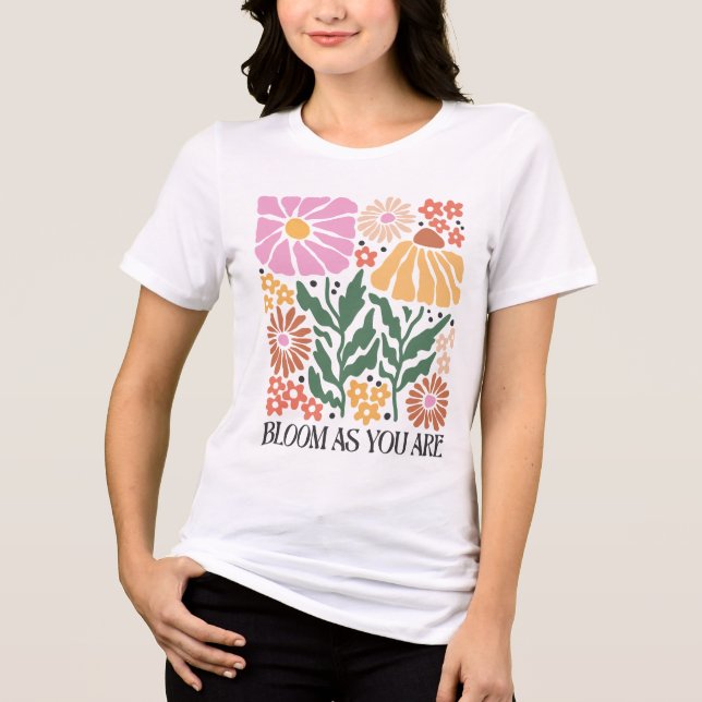  Camiseta floral retro bohemia- Bloom As You Are Tri-Blend Shirt (Vorderseite)