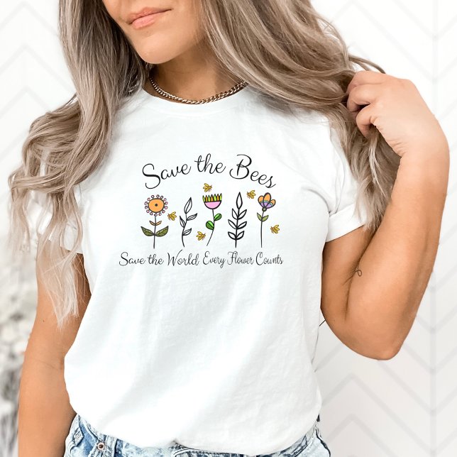 Camiseta Floral T-shirt "Save the Bees,  (Von Creator hochgeladen)