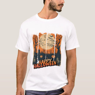 Camiseta Happy Halloween con Cementerio T-Shirt