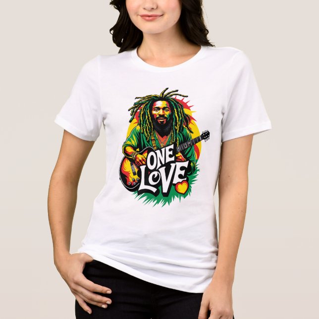 Camiseta holgada One Love el Rey del Reggae Tri-Blend Shirt (Vorderseite)