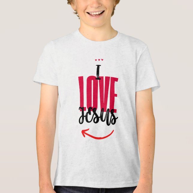 Camiseta Infantil Básica I Love Jesus Tri-Blend Shirt (Vorderseite)
