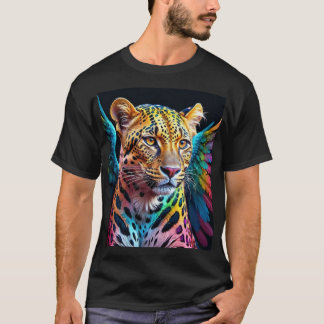 Camiseta Leopardo Multicolorido com Asas T-Shirt